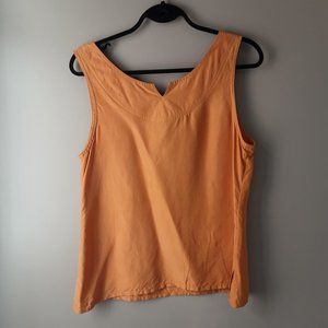 Vintage 100% Silk Sleeveless Top Blouse Yellow Gold, Made in Canada, Size 10